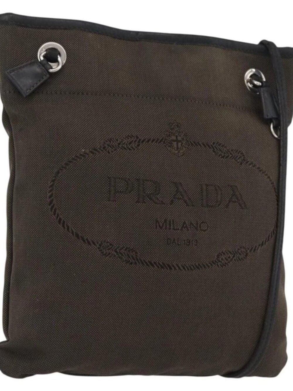 PRADA Shoulder Bag Canvas Brown Silver Auth ka2796 - Picture 1 of 14